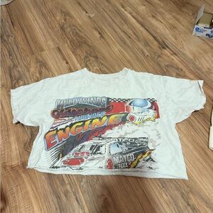 White Graphic Racing Engine Tee